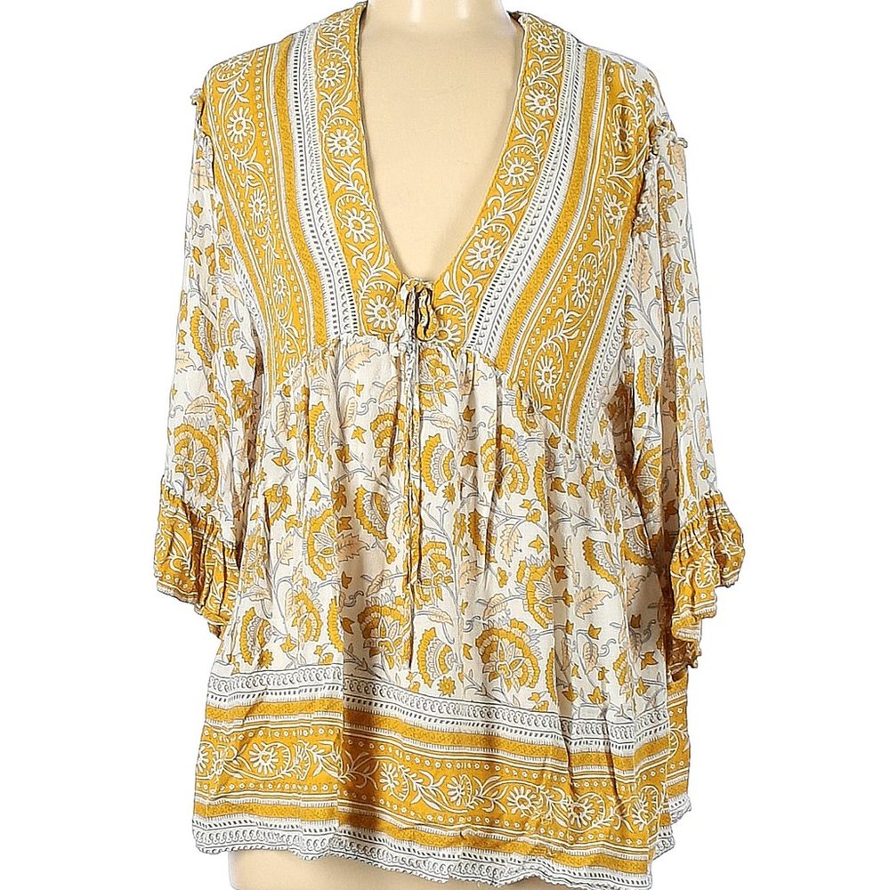 Rachel Zoe Boho Ruffle Crochet Tunic Top